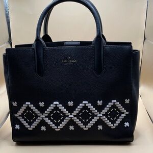 Kate Spade Black Tote with White Geometric Pattern Unique Fun Kate Spade